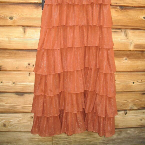 Mac Duggal 49287 Womens Sparkle Ruffle Layered Maxi Gown Dress - Picture 8 of 14